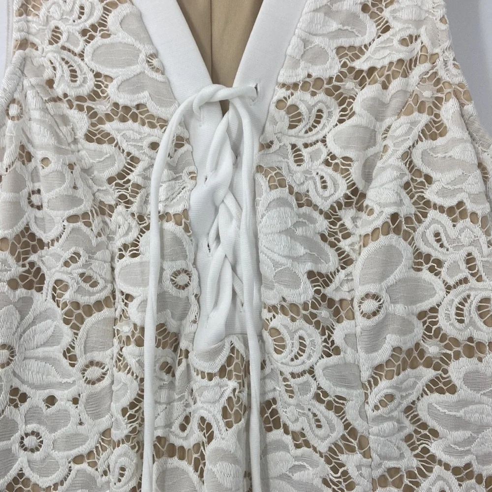 Venus creamy white lace top with criss cross tie front detail romantic - Picture 4 of 12